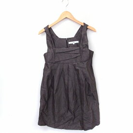 【中古】unobilie ワンピース ノースリーブ ひざ丈 リネン混 ジップ F ブラウン 茶 /FT1 レディース 【ベクトル 古着】 200424 ブランド古着ベクトルプレミアム店