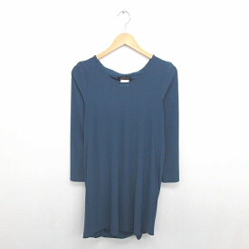 【中古】スタニングルアー STUNNING LURE ワンピース 膝下丈 丸首 プルオーバー 薄手 無地 シンプル 長袖 F 青 ブルー /TT39 レディース 【ベクトル 古着】 200627 ブランド古着ベクトルプレミアム店