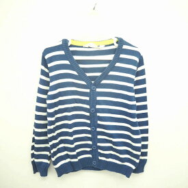 【中古】エイチ&エム H&M 子供服 カーディガン ニット ボーダー Vネック 長袖 110/116 青 白 ブルー ホワイト /TT5 キッズ 【ベクトル 古着】 201107 ブランド古着ベクトルプレミアム店