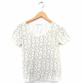 【中古】シュカ Shuca カットソー Tシャツ レース 花柄 ボートネック 半袖 コットン 綿 M ホワイト 白 /FT17 レディース 【ベクトル 古着】 210610