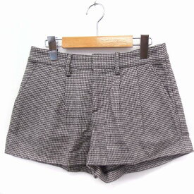 【中古】ナイン NINE パンツ ショート 千鳥柄 カシミヤ混 ウール 1 ブラウン 茶 /FT34 レディース 【ベクトル 古着】 210611