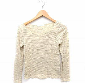 【中古】フランシュリッペ franche lippee カットソー Tシャツ ドット柄 長袖 Uネック コットン 綿 M アイボリー /FT44 レディース 【ベクトル 古着】 220827