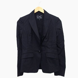 【中古】クードシャンス CdeC COUP DE CHANCE テーラード ジャケット シングル ウール混 シルク混 ストライプ 柄 肩パット スリット 36 ダークグレー 灰 /HT12 レディース 【ベクトル 古着】 221107