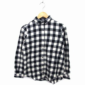 【中古】ザラ ベーシック ZARA BASIC シャツ ステンカラー コットン 綿 タック チェック 長袖 S 黒 ブラック /NT4 レディース 【ベクトル 古着】 230306