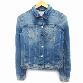 【中古】ザラ ベーシック ZARA BASIC Gジャン ジージャン デニム ジャケット ダメージ加工 コットン ライトブルー 青 /HT2 レディース 【ベクトル 古着】 230315