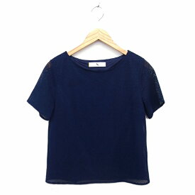 【中古】N.Natural Beauty Basic N.ナチュラルビューティーベーシック カットソー Tシャツ ボートネック メッシュ 透け感 半袖 M 紺 ネイビー /NT2 レディース 【ベクトル 古着】 230428