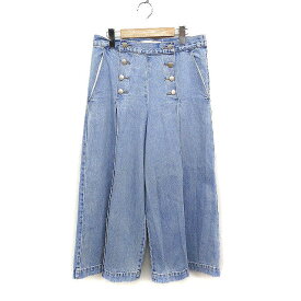 【中古】ジルスチュアート JILL STUART JEAN デニム ジーンズ ワイド タック アンクル丈 4 ブルー 青 /FT5 レディース 【ベクトル 古着】 231101