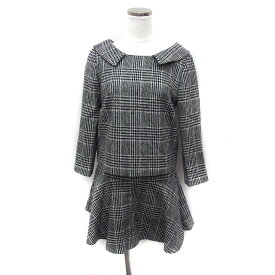 【中古】ジルスチュアート JILL STUART セットアップ スカートスーツ グレンチェック トップス フレアスカート ミニ ウール S 0 グレー 灰 /FT12 レディース 【ベクトル 古着】 240124