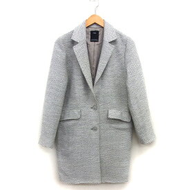 【中古】アズールバイマウジー AZUL by moussy チェスター コート ミドル シングル ニット 総柄 ウール混 綿混 グレー 灰 /HT2 レディース 【ベクトル 古着】 241101