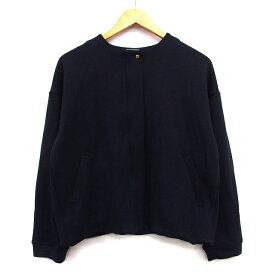 【中古】ドレスキップ DRESKIP ノーカラー ジャケット ブルゾン 無地 シンプル L ブラック 黒 /HT25 レディース 【ベクトル 古着】 241212