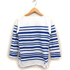 【中古】オーチバル ORCIVAL オーシバル ボーダー Tシャツ バスクシャツ 7分袖 コットン 綿 18 ブルー 青 ホワイト 白 /FT44 レディース 【ベクトル 古着】 250612