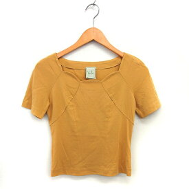 【中古】シビラ SYBILLA スカラップネック ブラウス ラグランスリーブ クロップド コットン 綿 半袖 M 黄 イエロー /NT4 レディース 【ベクトル 古着】 250626