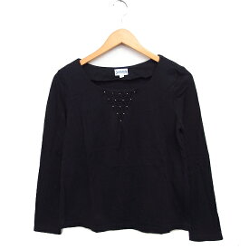 【中古】ホコモモラデシビラ Jocomomola de Sybilla ロングスリーブ カットソー ボートネック 刺繍 コットン 綿 40 ブラック 黒 /FT5 レディース 【ベクトル 古着】 250815