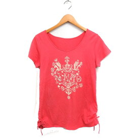 【中古】センソユニコ Senso unico プリント カットソー Tシャツ 半袖 ドロスト コットン 綿 38 ピンク /FT29 レディース 【ベクトル 古着】 250904