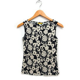 【中古】ホコモモラデシビラ Jocomomola de Sybilla 花柄 タンクトップ ボートネック ノースリーブ コットン 綿 40 ブラック 黒 /FT28 レディース 【ベクトル 古着】 250906