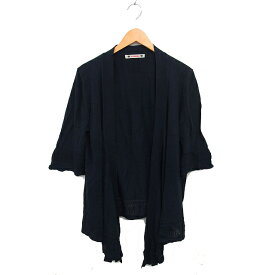 【中古】アルベロベロ　ALBEROBELLO olleborebla オープン カーディガン ニット コットン 綿 ハイゲージ 七分袖 黒 ブラック /NT17 レディース 【ベクトル 古着】 250929