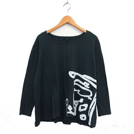 【中古】センソユニコ Senso unico m_mefu ボートネック カットソー Tシャツ プリント バックロング コットン 綿 長袖 40 ディープグリーン /NT34 レディース 【ベクトル 古着】 251008