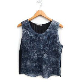 【中古】アールヴィーボ ALVIVO チュール ニット 切替 ベスト 花柄 1 グレー 灰 ブラック 黒 /FT28 レディース 【ベクトル 古着】 251008