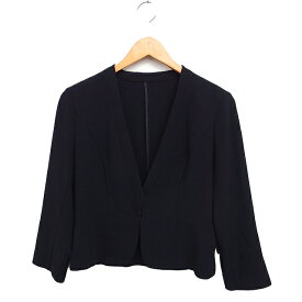 【中古】クードシャンス CdeC COUP DE CHANCE ノーカラージャケット 7分袖 無地 シンプル 38 ブラック 黒 /FT15 レディース 【ベクトル 古着】 251023