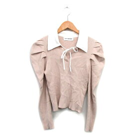 【中古】リリーブラウン Lily Brown リブ ニット セーター 長袖 リボン ワンサイズ ベージュ /KT23 レディース 【ベクトル 古着】 260220