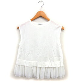 【中古】イエナ IENA チュール ペプラム ブラウス ニット 透け感 コットン混 ノースリーブ 白 ホワイト /NT30 レディース 【ベクトル 古着】 260306