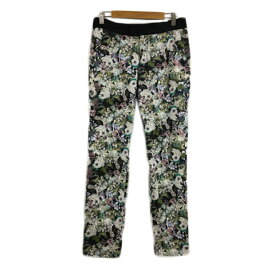 【中古】ザラウーマン ZARA WOMAN パンツ スキニー ロング 花柄 プリント マルチカラー USA XS 緑 黒 グリーン ブラック レディース 【ベクトル 古着】 230427