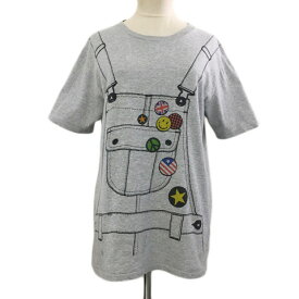 【中古】グラニフ graniph Tシャツ カットソー プルオーバー クルーネック プリント スマイリー 杢 半袖 L グレー レディース 【ベクトル 古着】 240209