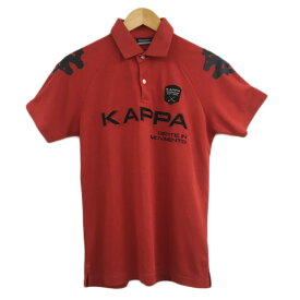 【中古】カッパ kappa ポロシャツ カットソー プルオーバー ポロカラー ワッペン ロゴ 半袖 M 赤 黒 レッド ブラック メンズ 【ベクトル 古着】 240325