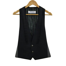 【中古】未使用品 エデュケーション フロム ヤングマシーン Education from Youngmachines ベスト ジレ Vネック 切替 シルク ノースリーブ 2 黒 グレー ブラック メンズ 【ベクトル 古着】 250328