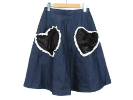 【中古】キャンディストリッパー Candy Stripper SWEET HEART DENIM SKIRT スカート デニム ハート ファー フリル 2 紺 ネイビー レディース 【ベクトル 古着】 200704 ベクトルプレミアム店