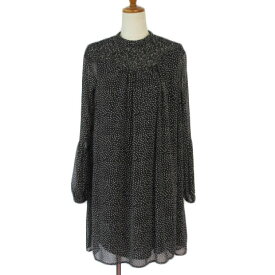 【中古】ザラ ベーシック ZARA BASIC ワンピース プルオーバー ドット バルーンスリーブ シフォン XS 黒 ブラック レディース 【ベクトル 古着】 210522