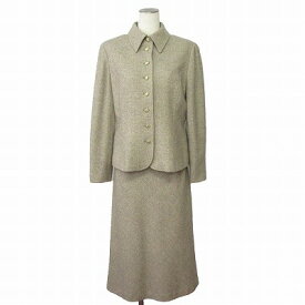 【中古】ブルーノ ピアッテリ BRUNO PIATTELLI スーツ ジャケット スカート ロング ツイード ウール シルク混 42 ベージュ レディース 【ベクトル 古着】 250122