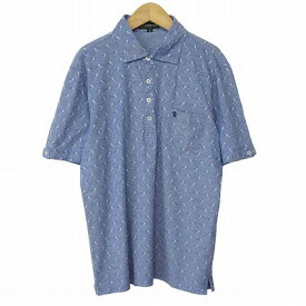 【中古】ザ スコッチ ハウス The Scotch House ポロシャツ バラ 総柄 半袖 ワンポイント L 青 メンズ 【ベクトル 古着】 250521