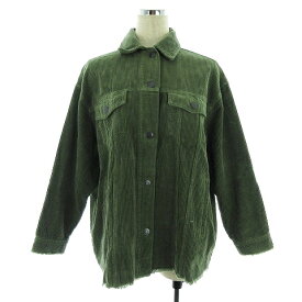 【中古】ザラ ZARA OUTERWEAR CPOジャケット ステンカラー 長袖 オーバーサイズ コーデュロイ コットン 無地 XS 緑 グリーン アウター /MO レディース 【ベクトル 古着】 230111