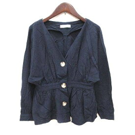 【中古】ザラ トラファルック ZARA Trafaluc シャツ ブラウス ペプラム 長袖 ドルマンスリーブ ノーカラー Vネック 麻混 リネン混 XS 紺 ネイビー /CT ■MO レディース 【ベクトル 古着】 230531