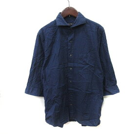 【中古】メンズビギ MEN'S BIGI シャツ 七分袖 麻混 リネン混 紺 ネイビー /YI メンズ 【ベクトル 古着】 231016