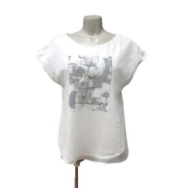 【中古】アンタイトル UNTITLED Tシャツ カットソー シフォン プリント フレンチスリーブ 2 白 ホワイト /YK レディース 【ベクトル 古着】 230724