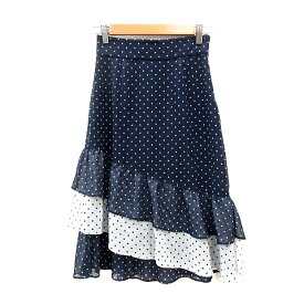 【中古】ジルバイジルスチュアート JILL by JILLSTUART ティアードスカート フレア ミモレ ロング ドット S 紺 ネイビー /MN レディース 【ベクトル 古着】 231016