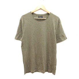 【中古】ザラマン ZARA MAN Tシャツ カットソー 半袖 ダメージ加工 クルーネック M 緑 カーキ /CT メンズ 【ベクトル 古着】 230811