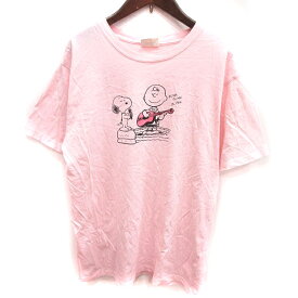 【中古】ピーナッツ PEANUTS カットソー Uネック 半袖 F ピンク /RT レディース 【ベクトル 古着】 231026