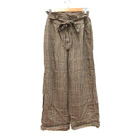 【中古】ブラウニー BROWNY BROWNY STANDARD ワイドパンツ ロング グレンチェック ウエストマーク L ベージュ /CT ■MO レディース 【ベクトル 古着】 231013