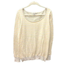 【中古】プロポーション ボディドレッシング PROPORTION BODY DRESSING ニット カットソー 長袖 Uネック ボーダー ビーズ 3 ? イエロー /CT ■MO レディース 【ベクトル 古着】 231123