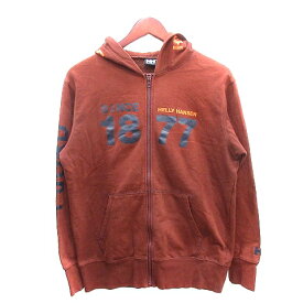 【中古】ヘリーハンセン HELLY HANSEN パーカー ジップアップ スウェット プリント 長袖 L 茶 ブラウン /AU メンズ 【ベクトル 古着】 240129