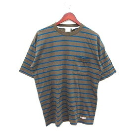 【中古】グッドウエア Good wear Tシャツ カットソー 半袖 クルーネック ボーダー L 茶 ブラウン 青 ブルー /CT メンズ 【ベクトル 古着】 240331