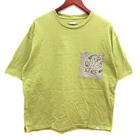 【中古】エレファントブランド ELEPHANT BRAND Tシャツ カットソー クルーネック 半袖 M 黄緑 ライトグリーン /YK メンズ 【ベクトル 古着】 250206