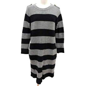 【中古】スピック&スパン Spick&Span ワンピース ひざ丈 ニット ボーダー 長袖 ウール 黒 ブラック グレー /YK レディース 【ベクトル 古着】 250901
