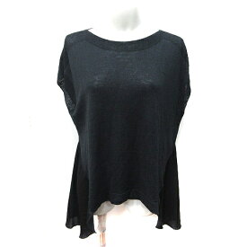 【中古】アルチザン ARTISAN カットソー フレンチスリーブ 切替 麻 リネン 9 M 黒 ブラック /YI レディース 【ベクトル 古着】 251209