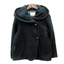 【中古】スーナウーナ Sunauna ショートコート 総裏地 フード ボア 34 S 黒 ブラック /MN レディース 【ベクトル 古着】 251223