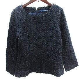 【中古】スローブ イエナ SLOBE IENA シャツ ブラウス ツイード モヘヤ混 長袖 紺 ネイビー /AU レディース 【ベクトル 古着】 260512
