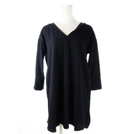 【中古】スタニングルアー STUNNING LURE ワンピース ミニ カットソー Vネック 七分袖 とろみ感 タック ポケット 小さいサイズ 34 濃紺 ダークネイビー /CK6 レディース 【ベクトル 古着】 250305